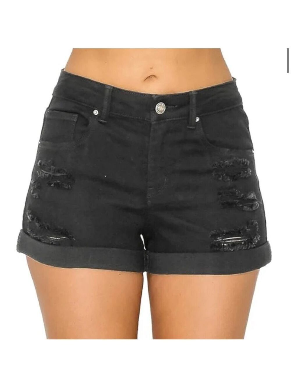 Wax Jean Distressed High Waist Mom Shorts